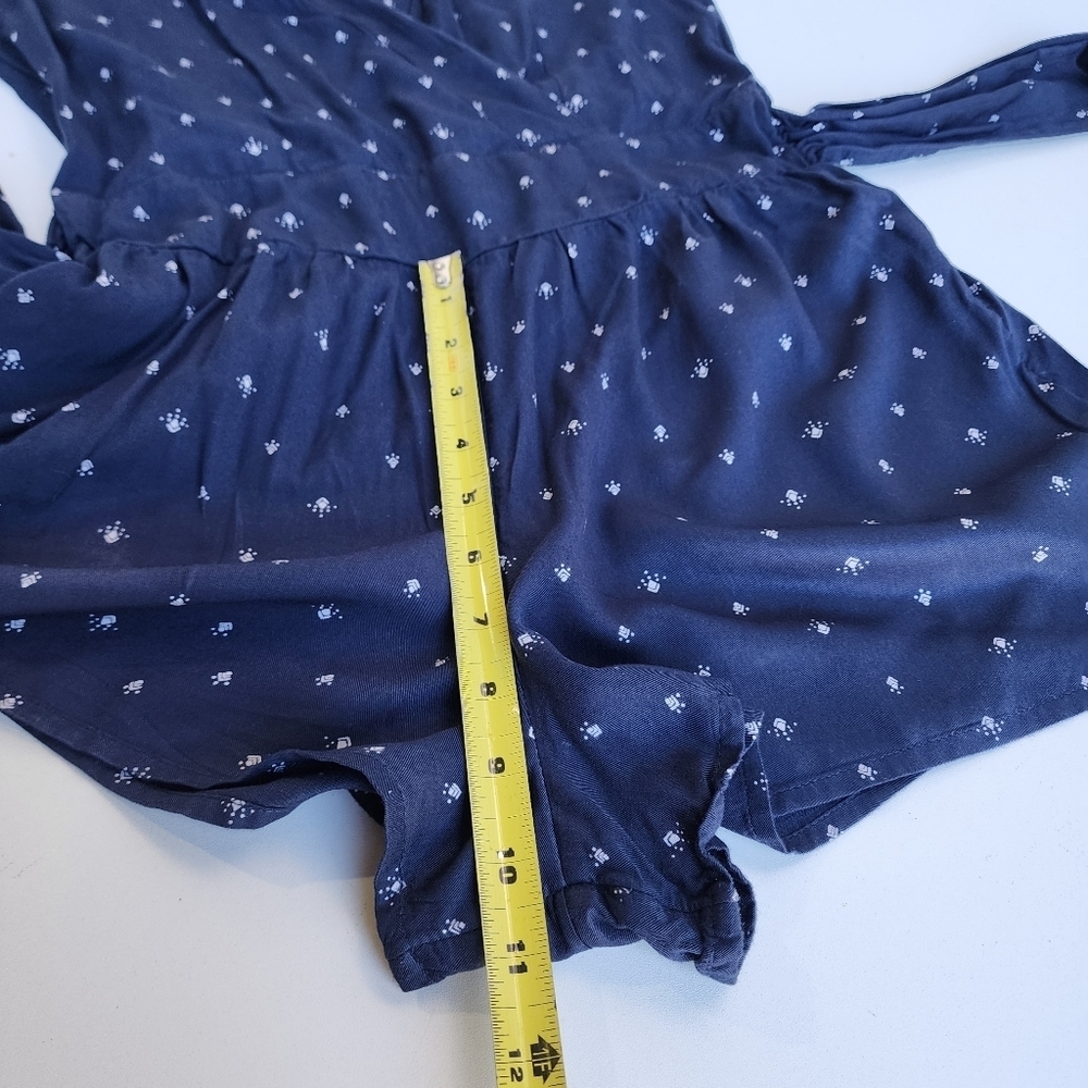 O'NEILL Gabriella Open Back Flutter Sleeve Romper Navy White Geo Print Viscose M - Picture 11 of 16